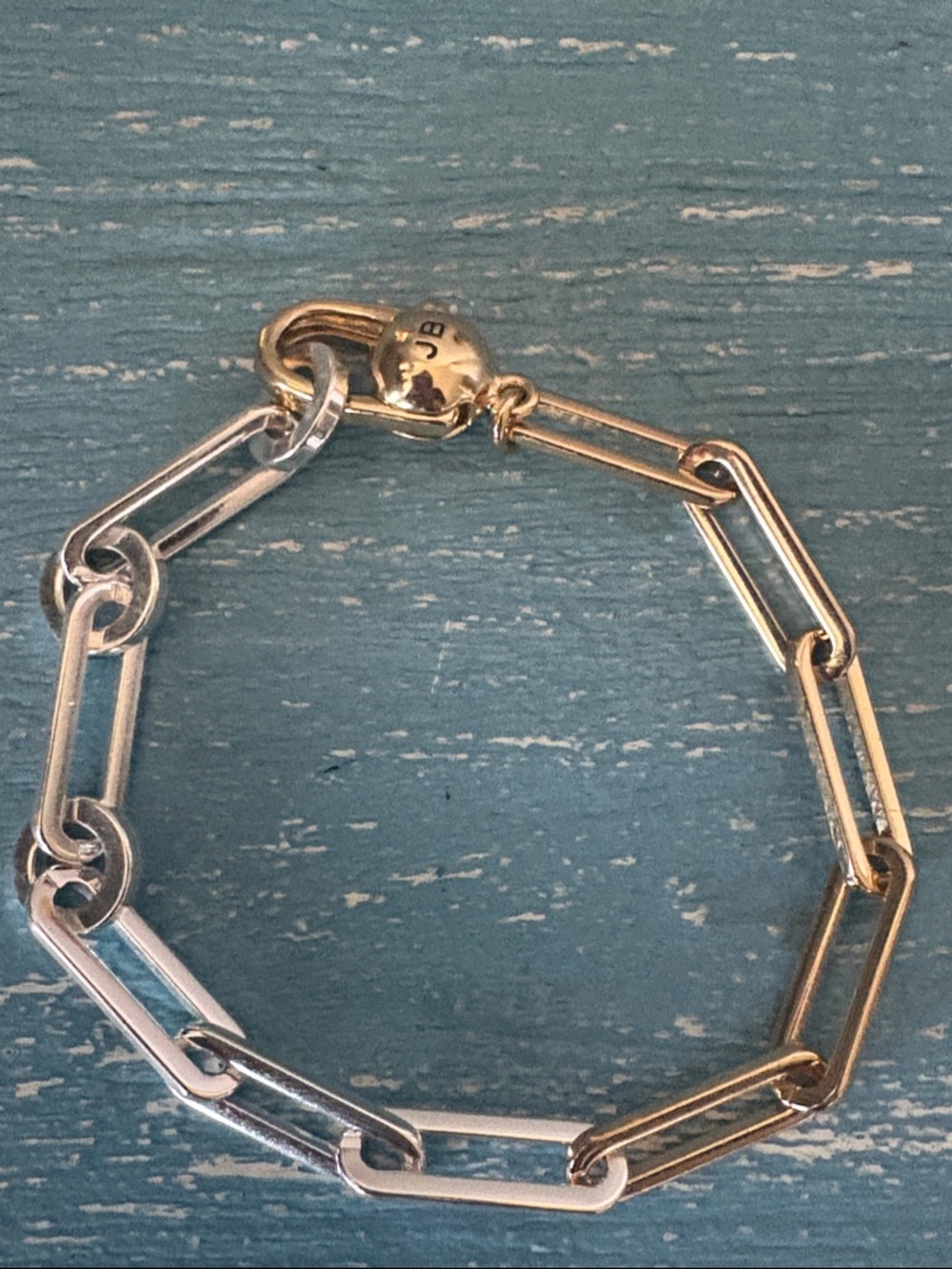 EXCELLENT condition Jenny Bird two tone paper clip bracelet